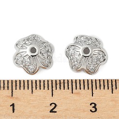 Brass Micro Pave Clear Cubic Zirconia Bead Caps&nbsp;KK-V015-33P