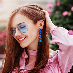 4 Pairs 4 Colors Glass Heart Dangle Stud Earrings&nbsp;EJEW-AN0004-56