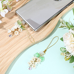 2Pcs 2 Colors Glass & ABS Plastic Imitation Pearl Mobile Straps&nbsp;HJEW-SC0002-92B
