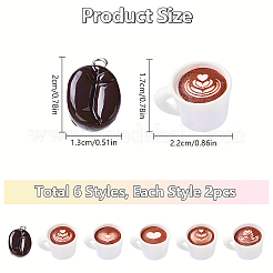 12Pcs 6 Styles Resin Pendants&nbsp;RESI-YW0002-05