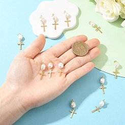 12Pcs Natural Cultured Freshwater Pearl & 201 Stainless Steel Pendants&nbsp;PALLOY-YW00147