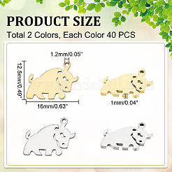 80Pcs 2 Colors 304 Stainless Steel Pendants&nbsp;STAS-DC0011-90