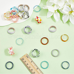 3 Styles Resin & Acrylic Finger Rings for Women&nbsp;RJEW-SC0001-23