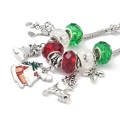 4Pcs 4 Styles Christmas Theme Glass & Alloy European Beads Bracelet Sets for Women&nbsp;BJEW-JB11198
