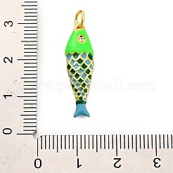 Brass Micro Pave Cubic Zirconia Pendants with Enamel&nbsp;KK-H527-04G-02