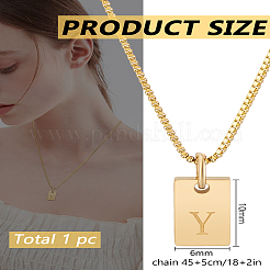 1Pc Stainless Steel Letter Rectangle Pendant Necklaces&nbsp;NJEW-LP0001-34Y-G