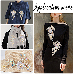 Polyester Rhinestone Embroidery Sew on Appliques&nbsp;DIY-WH20010-40-1