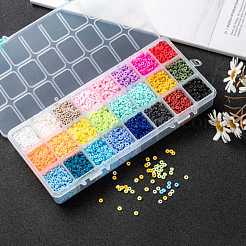 240g 24 Colors Handmade Polymer Clay Beads&nbsp;CLAY-JP0001-10-4mm