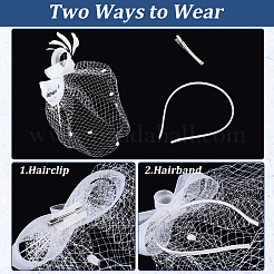 Gauze Mesh Veil Cloth with Aligator Hair Clip&nbsp;AJEW-WH20018-97B