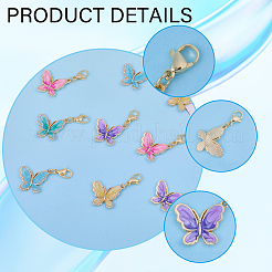 15Pcs 5 Colors Butterfly Alloy Enamel Pendant Decoration&nbsp;HJEW-CA00040