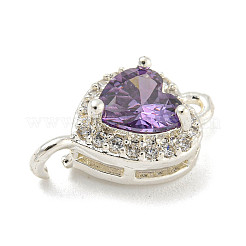 Brass Pave Cubic Zirconia Connector Charms&nbsp;KK-Z072-06S-07