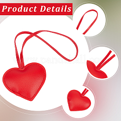 PU Leather Heart Pendant Decorations&nbsp;HJEW-CL0001-12A