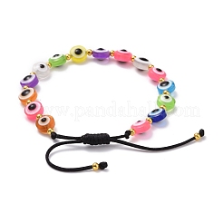 Flat Round with Evil Eye Beaded Bracelet&nbsp;BJEW-JB07102-01