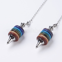 Chakra Natural/Synthetic Mixed Stone Coil Dowsing Pendulums&nbsp;G-E436-01