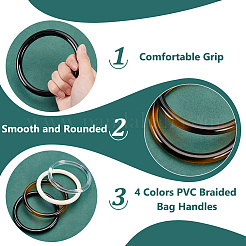 8Pcs 4 Colors PVC Braided Bag Handles&nbsp;DIY-PH0022-36