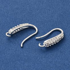 Rack Plating Brass Micro Pave Clear Cubic Zirconia Earring Hooks&nbsp;KK-A231-02S