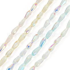 10 Strands 5 Colors AB Color Plated Transparent Glass Teardrop Beads Strands&nbsp;EGLA-TA0013-66