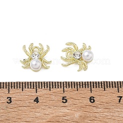 Alloy & ABS Plastic Pearl & Rhinestone Pendants Spider Charms&nbsp;PL-CBA5609-02G-B