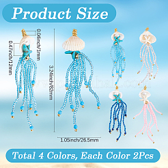 8Pcs 4 Colors Synthetic Turquoise & Blue Spinel & Natural Howlite & Rose Quartz & Magnesite Starfish & Glass Seed Beaded Jellyfish Big Pendants&nbsp;FIND-SC0021-21