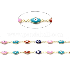 Handmade Eco-friendly Brass Enamel Horse Eye with Evil Eye Link Chain&nbsp;CHC-I045-18G