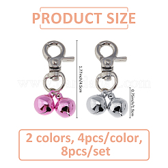8Pcs 2 Colors Brass Bell Pet Pendant Decoration&nbsp;HJEW-FH00175