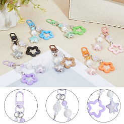 8Pcs 8 Colors Zinc Alloy & Resin Star Pendant Decorations&nbsp;HJEW-BBC0001-26