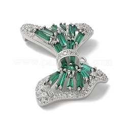 Brass Micro Pave Cubic Zirconia Pendants with Glass&nbsp;KK-U052-27P-02