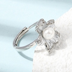 Adjustable Brass Micro Pave Cubic Zirconia Enamel Finger Rings&nbsp;CU-CBABA66-01A-P