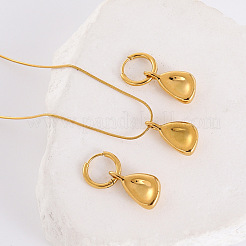 Teardrop 304 Stainless Steel Hoop Earrings & Pendant Necklaces Sets&nbsp;JV5633-3