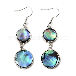 Brass Natural Abalone Shell Dangle Earrings&nbsp;EJEW-F388-01F-P