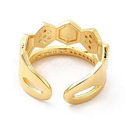 Clear Cubic Zirconia Hexagon Open Cuff Ring&nbsp;KK-H439-27G