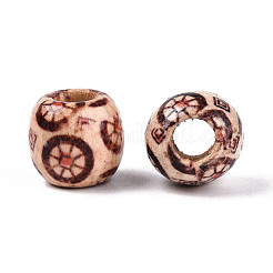 Printed Natural Wood Beads&nbsp;WOOD-N018-07C