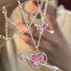Valentine's Day Heart & Arrow Alloy Rhinestone Charm Bracelets&nbsp;FS-WG94D09-01