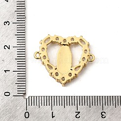 Brass Pave Clear Cubic Zirconia Heart with Virgin Connector Charms&nbsp;KK-I360-035G