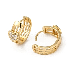 Brass Micro Pave Cubic Zirconia Hoop Earring&nbsp;EJEW-L271-31KCG