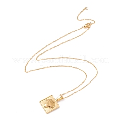Ion Plating(IP) 304 Stainless Steel Square with Shell Pendant Necklace for Women&nbsp;NJEW-F292-06G