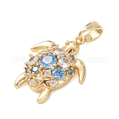 Brass Micro Pave Sky Blue Cubic Zirconia Pendants&nbsp;KK-C264-10A-G