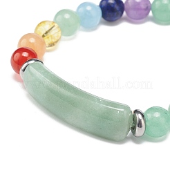 Natural Green Aventurine Rectangle & Mixed Stone Beaded Stretch Bracelet&nbsp;BJEW-JB08981-01