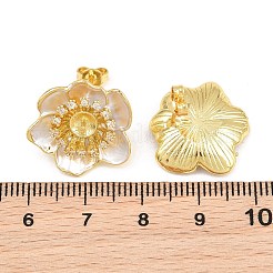 Brass Micro Pave Cubic Zirconia Stud Earring Findings&nbsp;CU-CBAA5EE-04G-01