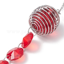 Glass Round & Octagonal Beads Hanging Suncatchers&nbsp;HJEW-JM04617-03