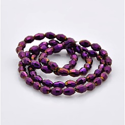 Full Plated Glass Faceted Rice Beads Strands&nbsp;GLAA-A030A-FP03