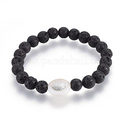 Natural Lava Rock Beads Stretch Bracelets&nbsp;BJEW-JB03969-M