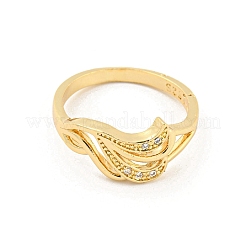 Wing Brass Micro Pave Clear Cubic Zirconia Open Cuff Rings&nbsp;RJEW-G309-32G