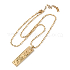 304 Stainless Steel Clear Cubic Zirconia Rectangle Constellation Pendant Necklaces for Women Men&nbsp;NJEW-S435-01G-K