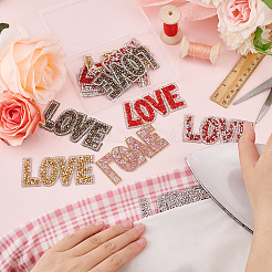 12Pcs 6 Colors Valentine's Day Theme Word LOVE Hotfix Rhinestone Iron on Patches&nbsp;PATC-FG0001-69