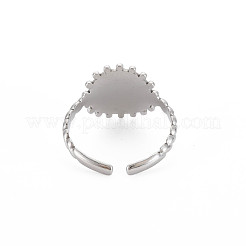 Non-Tarnish 304 Stainless Steel Flat Round with Initial Letter Open Cuff Ring for Men Women&nbsp;RJEW-S405-246P-C