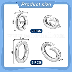 4Pcs 2 Styles 925 Sterling Silver Spring Gate Rings&nbsp;STER-PH0002-16