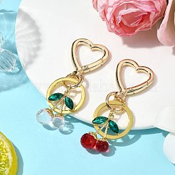 Cherry Alloy & Glass Pendant Decoration&nbsp;HJEW-SW00115-01