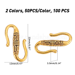 100Pcs 2 Colors Tibetan Style Alloy S-Hook Clasps&nbsp;TIBE-PH0001-40