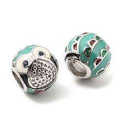 Rack Plating Brass Micro Pave Cubic Zirconia European Beads&nbsp;KK-M247-15P